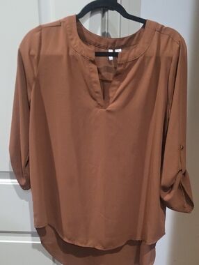 Women's Rust-Tone Split Neck Blouse